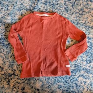 Rugged Butts Burnt Orange Waffle Knit Long Sleeve Top